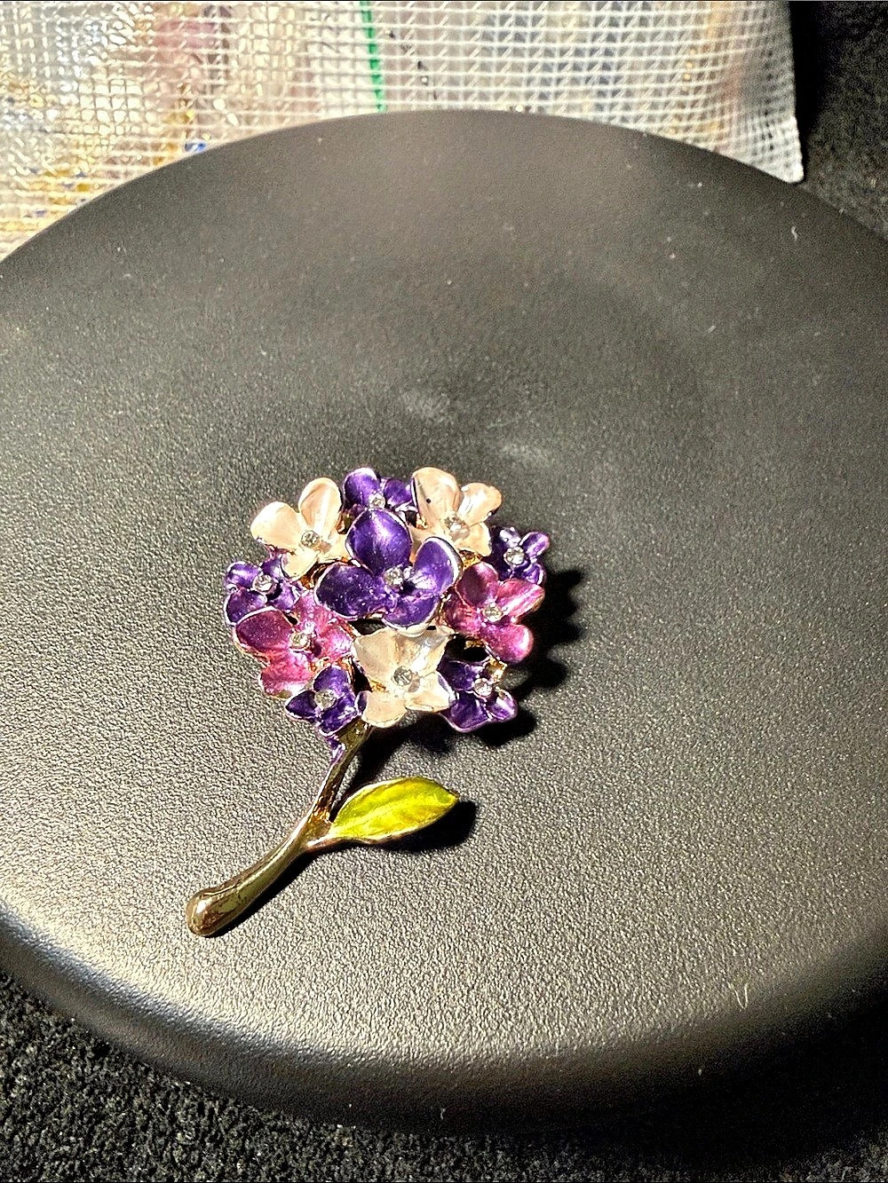 Purple & Gold Floral Brooch